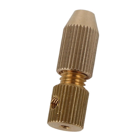 Brass Engraving Tool Collet for CNC Milling and Lathe, Precision 0.2mm to 0.7mm Drill Bit Holder, Pro Grade 25mm by 8mm Shank, High Speed Machining Chuck for Milling Machine and Drill Bits brass collet close-up with threaded body