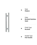 36 Inch Brushed Stainless Steel Door Handles Set For Inside and Outside Use Heavy Duty Contemporary Modern Pull Push Handles