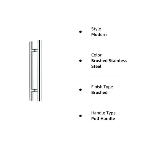 36 Inch Brushed Stainless Steel Door Handles Set For Inside and Outside Use Heavy Duty Contemporary Modern Pull Push Handles