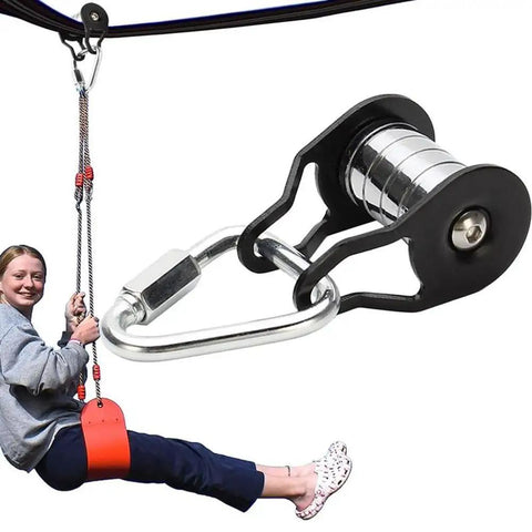 Slackline Pulley With Carabiner For Kids Backyard Zipline And Slackline Training Essentials Easy To Install Heavy Duty Gear