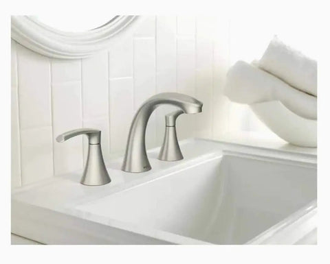 High Arc Bathroom Faucet With Two Handles In Spot Resist Brushed Nickel Fingerprint And Water Spot Resistant Finish