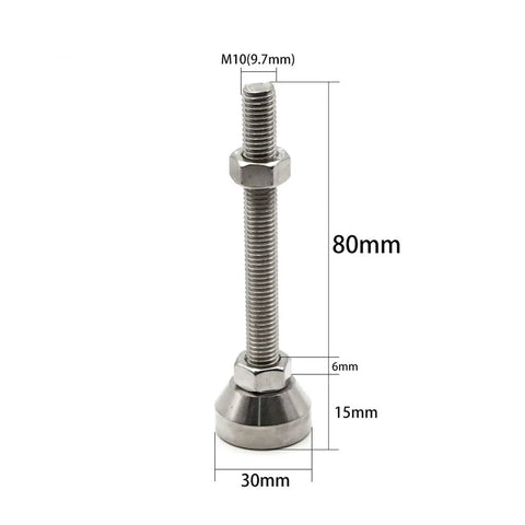 Heavy Duty 4Pcs Adjustable Feet Cups 30Mm Base Crafted From Durable 304 Stainless Steel engineered for industrial leveling with M10 stem.
