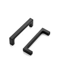 Matte Black Cabinet Pulls 3 Inch Hole Centers Square Bar Handles Pack Of 40 For Kitchen Cabinets And Drawers With Easy Install, Includes Two Screw Lengths, Standard Eight Thirty Two Thread Hardware, showing two handles.
