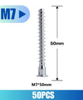 Heavy Duty M7 X 50mm Hex Socket Countersunk Self-Tapping Furniture Screws, Carbon Steel, Zinc Plated, 50 Pack