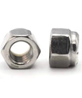 Heavy Duty 18 8 Stainless Steel Nylon Lock Nuts 7/8 14 Thread Pitch, showing nylon insert for secure fastening.