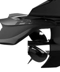 Close-up of Classic PRO Hydrofoil Kit for 40-300 HP Boats Black Outboard Stabilizer Fins on outboard motor