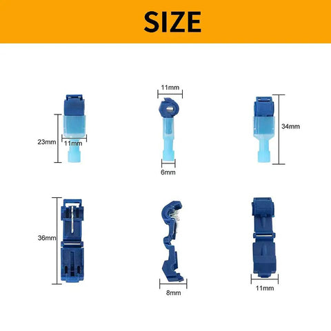 Diagram showing measurements of All In One T Tap Wire Connectors Kit 280 Pcs For 12-10 AWG Waterproof Splice Connectors.