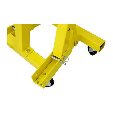 Pro Level 2 Ton Hydraulic Engine Hoist And Folding Cherry Picker Shop Crane With 4000 Lb Capacity yellow swivel casters and sturdy base.