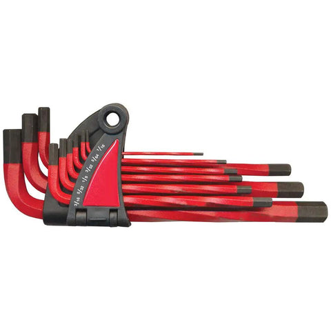 Metric Twisted Hex Key Set 9 Piece Pro Grade S2 Tool Steel Longer Shafts for Extra Leverage Color Coated for Corrosion Resistance