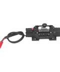 Premium Alloy RC Winch With Dual Motor For Axial Scx10 And D90 1/10 Crawlers, black winch with cable and connectors.