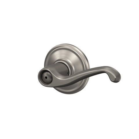 Flair Door Lever Privacy Lock For Bedroom And Bathroom Satin Nickel Finish With No Fuss Self Aligning Screws Push Button