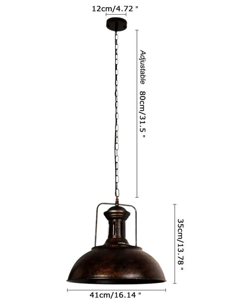 Industrial Dome Pendant Light Fixture for Kitchen Island and Dining Room, Rustic Bronze Metal Barn Ceiling Light with chain