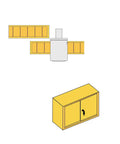 Top Notch Push Plunger Lock For Cabinets And Desk Drawers Keyed Alike Design Two Piece Set shown with yellow cabinet illustration.