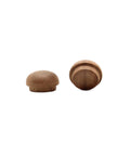 Install Genuine Walnut Wood Plugs To Cover Screw Holes Fast Quick Fix Button Tops with smooth finish, showing two half-inch walnut plugs.