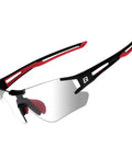 Photochromic Cycling Sunglasses For Men And Women, Frameless Bike Glasses With UV Protection, Black Red, Regular Fit