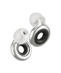 Experience 2 Plus Ear Plugs For Concerts And Festivals With 17 dB Noise Reduction High Fidelity Hearing Protection shown in silver and white