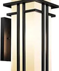 Modern Outdoor Wall Light Fixture With Frosted Glass And Aluminum Exterior for home porch, garage, patio, 17 in tall, weatherproof.