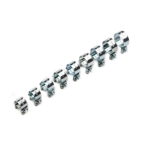 Top Quality Zinc Plated Steel Hose Clamp Assorted Kit With Double Ears Worm Drive Clamps Perfect For Fuel And Water Pipes 8-18mm Range Super Durable And Easy To Install Right Now. 8-18mm zinc plated steel hose clamps
