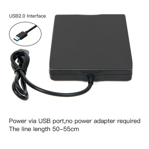 External USB 3.5 Inch Floppy Disk Reader Portable 1.44 MB FDD For PC Laptop Plug And Play Compatible With Windows 11 10 8 7 XP And Linux No Driver Needed For Accessing Legacy Floppy Data, black USB 2.0 cable