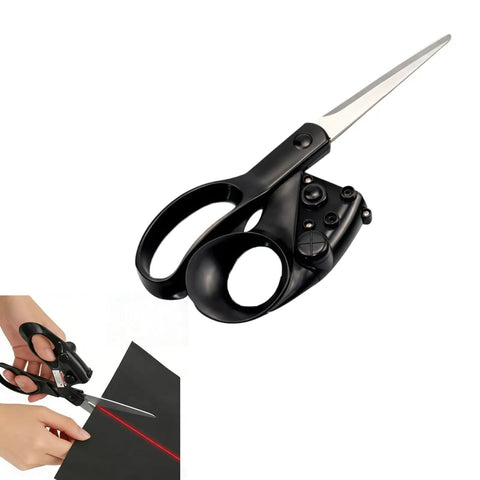 Laser Guided Scissors Pro Grade For Fabric And Paper With Ergonomic Handle, showcasing heavy-duty stainless steel blades.