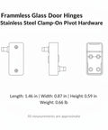 Diagram of 3Mm-12Mm Glass Compatibility Frameless Door Hinges Stainless Steel Clamp-On Pivot Hardware dimensions
