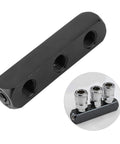 Aluminum Pneumatic Air Hose Manifold Block Splitter With One Quarter Inch BSPP Thread Black Finish For Shop Use Durable Multi Outlet Connector Hub For Plug And Play Quick Air Line Setup