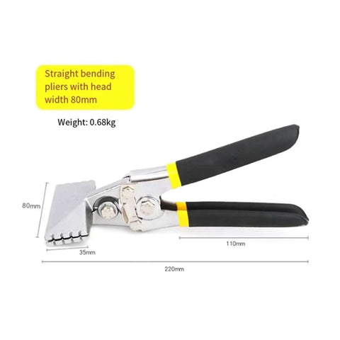 Sheet Metal Bending Pliers With Wide Jaws And Straight Jaws 80mm, Manual Seam Pliers, heavy duty nickel plated steel, ergonomic handle