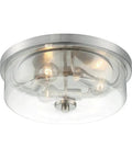 Sommerset 3 Light Flush Mount Fixture With Clear Glass Shade In Brushed Nickel Finish Modern Ceiling Lighting For Damp Locations