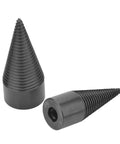 Heavy Duty Wood Splitting Drill Bit Cone Compatible With Electric Hammer 32 To 42 Mm, tapered black steel design for log splitting.
