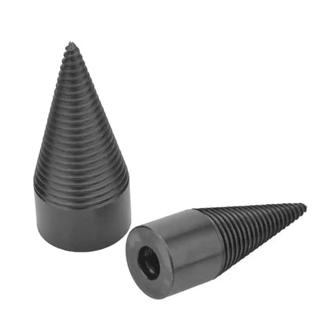 Heavy Duty Wood Splitting Drill Bit Cone Compatible With Electric Hammer 32 To 42 Mm, tapered black steel design for log splitting.
