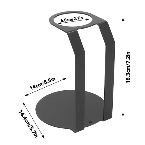 Sleek Black Iron Pour Over Coffee Dripper Rack With Rock Solid Stable Base, 18.3cm tall for precision brewing at home or office.