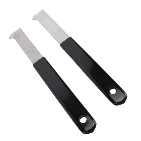 2 Pack Paver Puller Tool With Micro Teeth Joint Scraper And Gripper Slots For Lifting And Removing Pavers, black handles