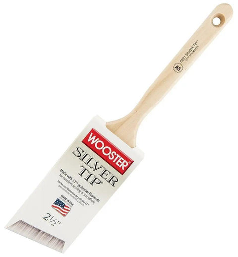 2.5 Inch Silver Tip Angle Sash Paintbrush Pack of 6 For Precision Trim and Cabinets, wooden handle with smooth bristles