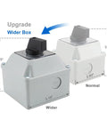 Comparison of Universal Rotary Changeover Switch SZW26-20/D202.2D-W Wider Master Exterior Box with Normal Box 3.19 vs 2.60 inches.