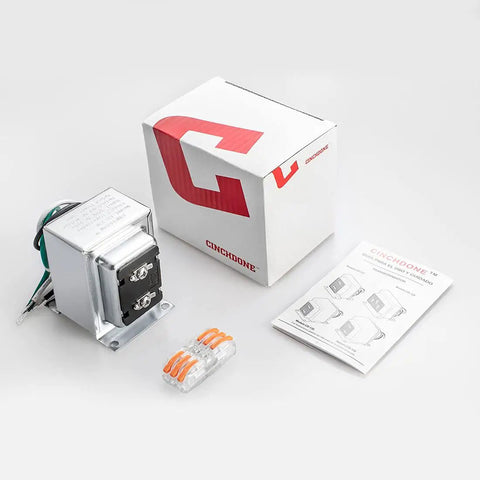 16V 30VA Hardwired Doorbell Transformer with packaging, connectors, and instructions for home setup