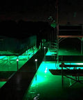 Top Shelf Green Dock Light And Fishing Lantern Waterproof Marine Grade illuminating a dock area at night for fishing.