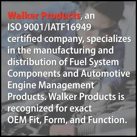 Text showing Walker Products' certification and specialization in OEM fuel system components and engine management products.