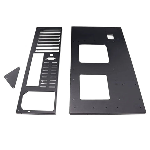 Components of Open Air PC Case Frame For ATX Micro ATX And ITX Motherboards, Gaming And Mining Rig Chassis shown unassembled on white background.
