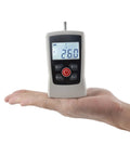 Digital Push Pull Force Gauge 110 Lb 50 Kg 500 N Budget Friendly Portable Grip Strength Tester For Tension And Compression Testing With High Resolution Display And Fast Sampling Easy To Use. handheld force gauge on palm, digital display