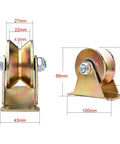 Heavy Duty 3 Inch V Groove Caster Wheels With Double Bearings For Industrial Machines Sliding Gates And Wire Rope Rails 2 Pack Easy Installation With Brackets For High Load Capacity And Smooth Rolling