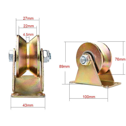 Heavy Duty 3 Inch V Groove Caster Wheels With Double Bearings For Industrial Machines Sliding Gates And Wire Rope Rails 2 Pack Easy Installation With Brackets For High Load Capacity And Smooth Rolling