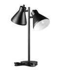 18 Inch Two Light Desk Lamp With Industrial Style Pivoting Heads Matte Black Finish And Dual Switches With E26 Base For Reading Tasks