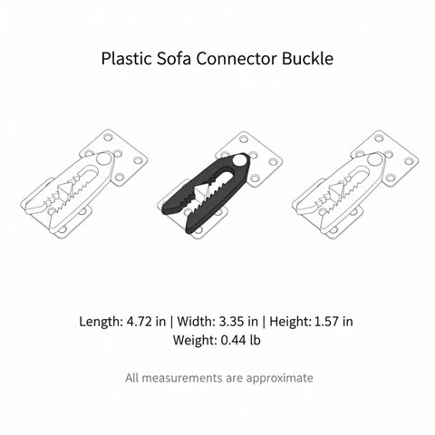 Diagram of DIY Sofa Connector Clip For Modular Sectionals Plastic Furniture Buckle Replacement with dimensions