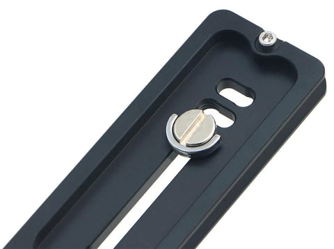 Top view of Universal 300mm Lengthened Quick Release Plate Slide Rail with D Ring Screw, Pro Grade Aluminum, Arca Swiss Compatible.