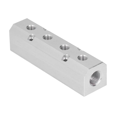 Ultra Lightweight Aluminum Pneumatic Air Manifold Block 40x40mm with G1/2 inlet and G1/4 outlet for factory automation