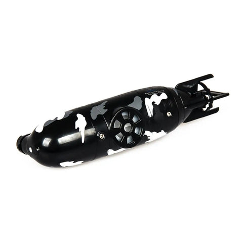 Remote Control Submarine Boat For Pool Fun, 6 Channel RC Sub With 360 Degree Spin shown in black durable plastic design