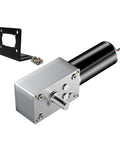 Heavy Duty 24V DC Worm Gear Motor With Reversible Drive 160 RPM Compact All Metal Gearbox 8mm Shaft Includes Mounting Bracket And Hardware For Easy Install