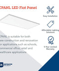 2x4 LED Flat Panel Light Switchable CCT 3500K 4000K 5000K Flicker Free Ceiling Panel Fixture with uniform lighting and text