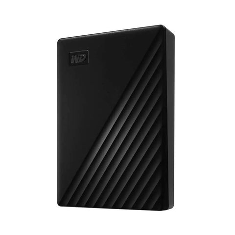 Black 5TB Portable External Hard Drive With Ransomware Defense And Password Protection, USB 3.1 And USB 3.0 Compatible, angled view