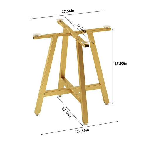 Gold X Shape Table Base For Glass Wood Marble Tops, Heavy Duty Metal Desk Leg With Suction Cups, 28 Inch Height